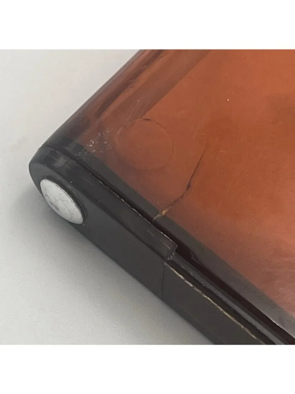 Vintage Brown Lucite Large Compact Mirror 2 Sides Magnification and Normal